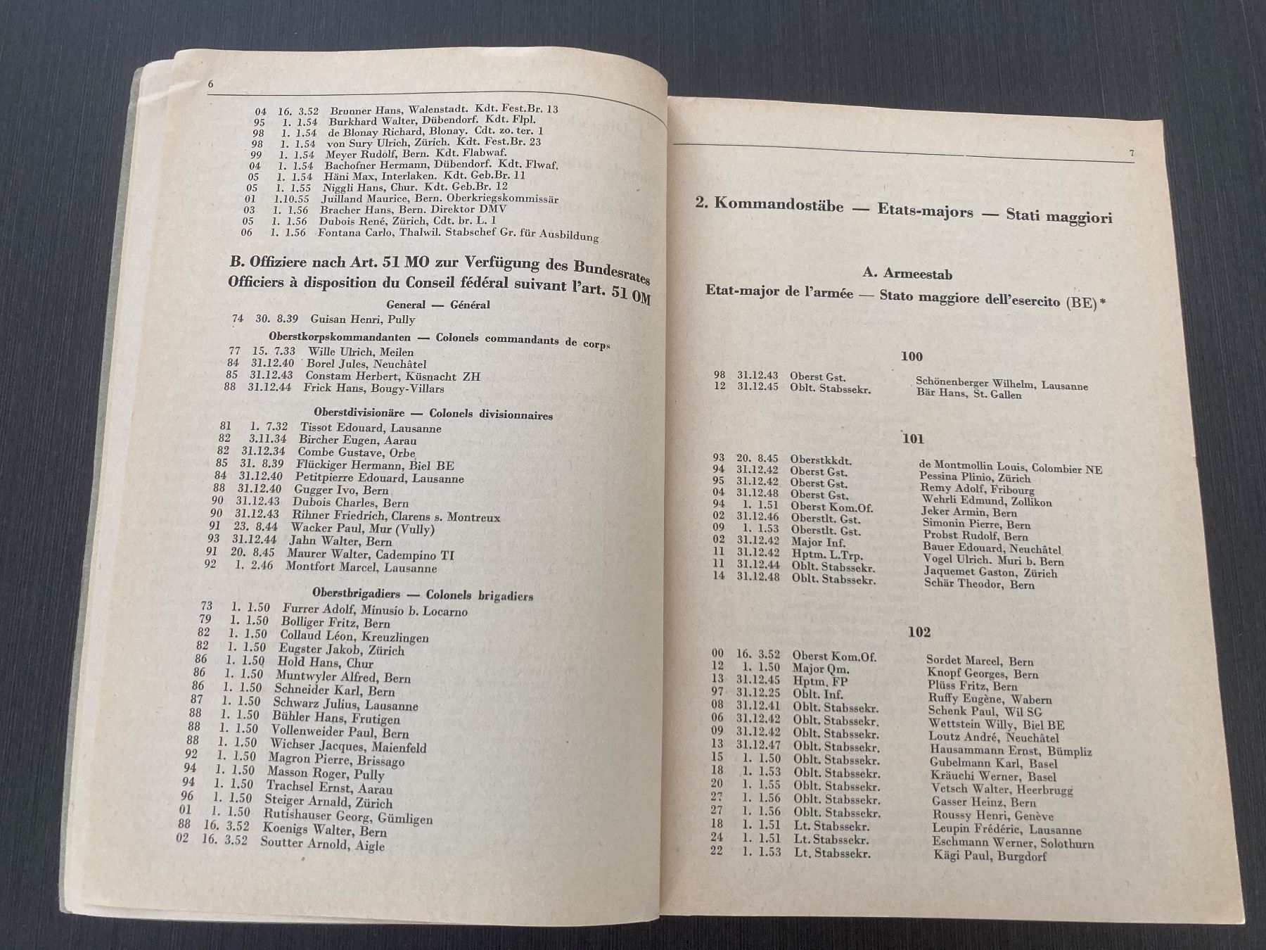 Libri: Offiziersetat der Schweizer Armee von 1956 – Usato da Brütten venduto da Hst1 3