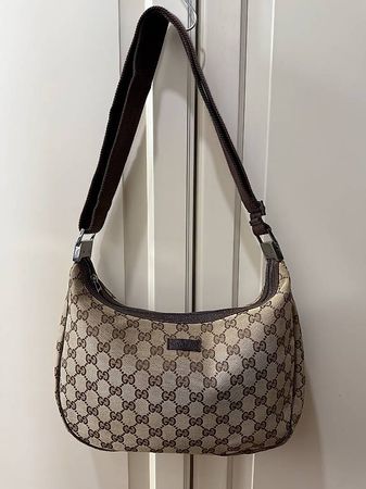 Gucci GG Canvas Logo Monogram Schultertasche Tasche Braun