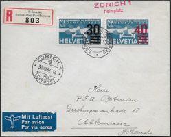 1937 R/Luftpost Zürich-ALKMAAR NL Destination selten ab 1.-