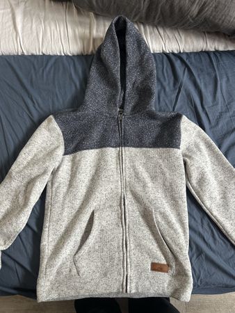 Sweat à capuche Quiksilver gris taille 14 ans