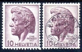 200 GEBURTSTAG HEINRICH PESTALOZZI 2 MARKEN ** + VOLLSTEMPEL