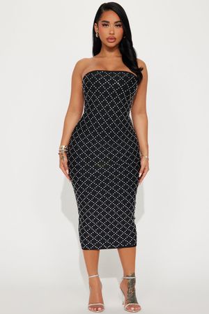 Schickes, schwarzes Partykleid mit Strass - Grösse XXL