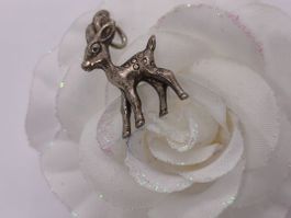 Silberner Bambi Anhänger, 800 Silber Gestämpelt