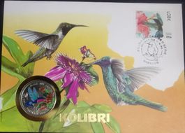 Münzbrief Fauna der Karibik 1 Peso Kolibri Habana 18.6.1996 