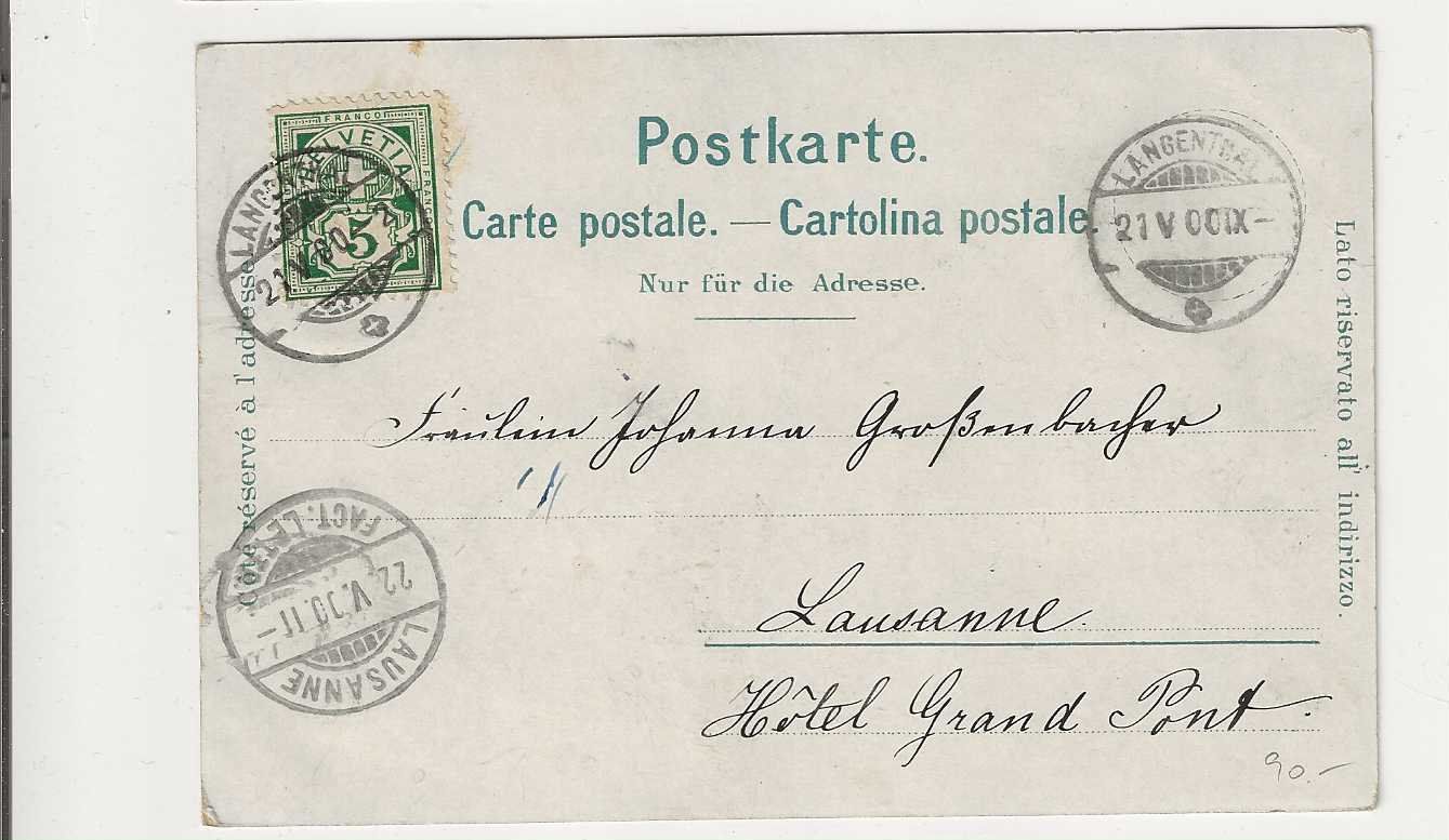 Cartoline postali: Kirchberg, Litho, 1900 – Usato da Spiez venduto da Niesen20 1