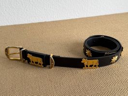 Frank Remmert Design Ledergürtel Gürtel Kuh Edelweiss Motiv