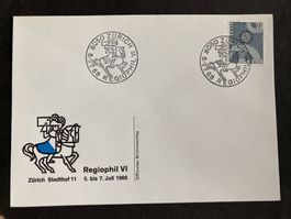 Schweiz 1968 Sonderumschlag + Stempel Regiophil VI Zürich 2