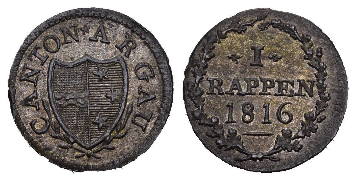 Alle Münzen: Aargau 1816 – Gebraucht aus Bern von numismatictops