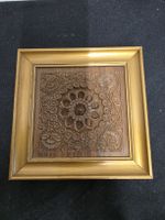 Holzschnitzerei Wandbild Ornament Goldrahmen 18 cm Holz