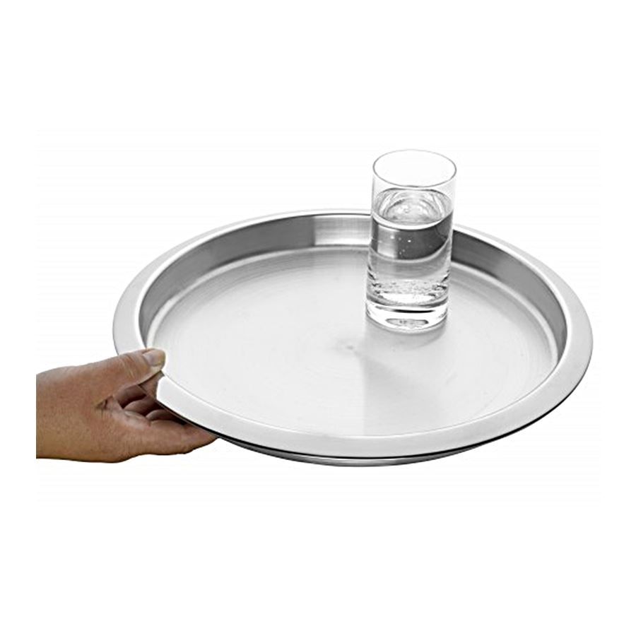 Servierplatten: Serviertablett Edelstahl rund 35 cm – Neu und originalverpackt aus Wettingen von kochshop