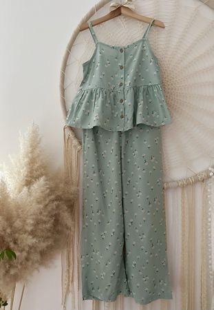 Sommerliches Blumen-Set, Top & Hose, mintgrün, Gr. 122 *NEU