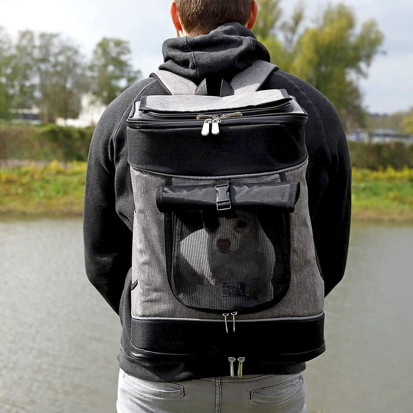 Gabbie, trasporto & Sicurezza: Haustierrucksack faltbare grau/schwarz – Nuovo e nell'imballaggio originale da Bottighofen venduto da zaap 1