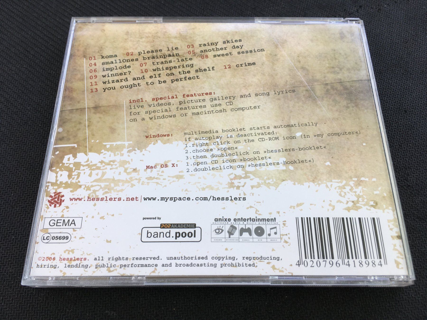 CD: Hesslers - smallOnes brainpain -CD- – Usato da St.Gallen venduto da MedienJoe 2