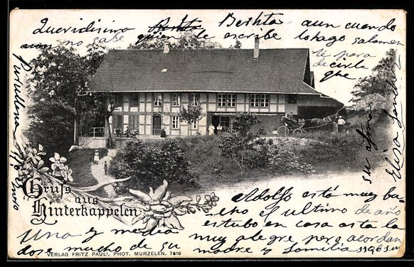 Cartoline postali: AK Hinterkappelen, Blick auf ein Gasthaus – Usato da Berlin venduto da bartko-reher