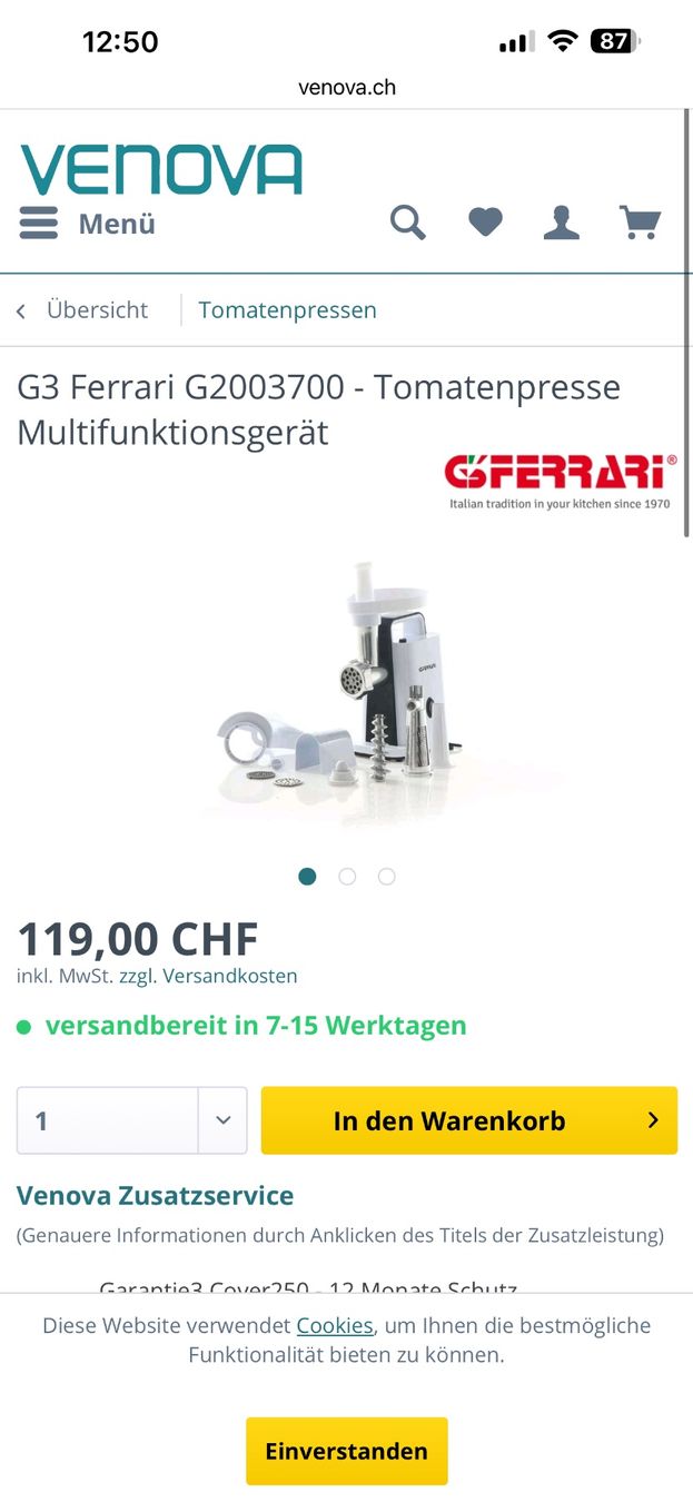 Elettrodomestici da cucina: Fleischwolf GFerrari 2in1 – Nuovo e nell'imballaggio originale da Herzogenbuchsee venduto da Derdas1 1