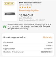 DPA Kennzeichenhalter vorne schwarz VW Touareg