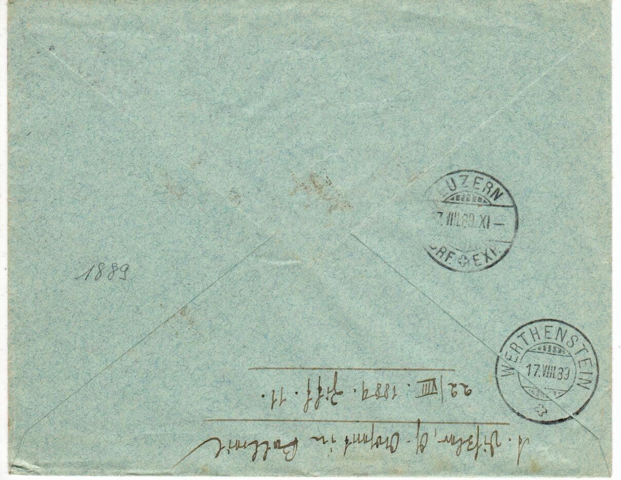 Tutti i francobolli: Brief, Andreas Disler Ballwil 1889 – Usato da Wolhusen venduto da Curver9 1