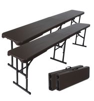 Bierbank Klappbank 2 Stück Grau Holzoptik 180cm klappbar
