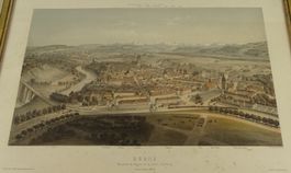 BERN AUS DER VOGELSCHAU, GROSSE LITHOGRAPHIE UM 1860