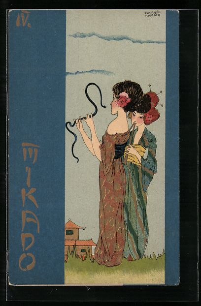 Cartes postales: Raphael Kirchner: Mikado, Asiatinnen mit – D'occasion à Berlin par bartko-reher