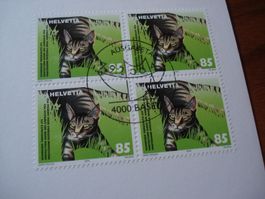 Schweizer Tierschutz 2004, FDC Satz + 4erblock, 4 Belege