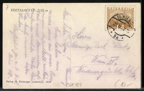 Cartoline postali: AK Seetalhütte mit Panorama im Schnee – Usato da Berlin venduto da bartko-reher 1