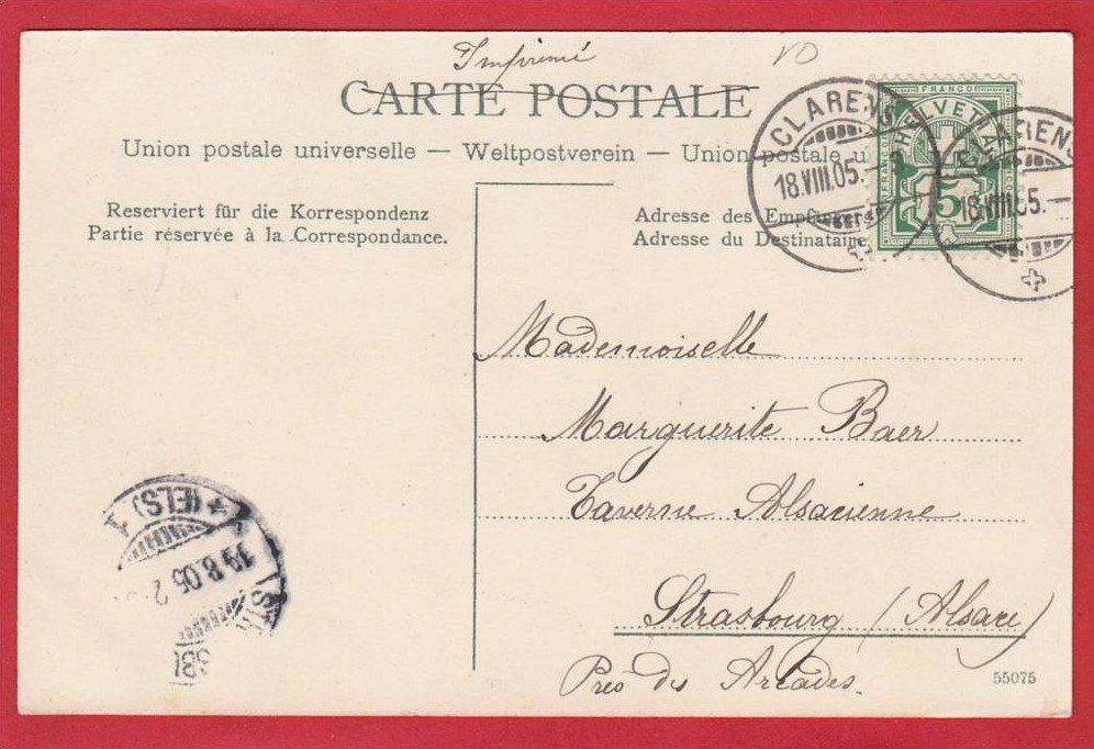 Cartoline postali: CHÂTELARD ET VILLAGE DE TAVEL SUR CLARENS 1905 – Usato da Grüningen venduto da Kartenlaube 1