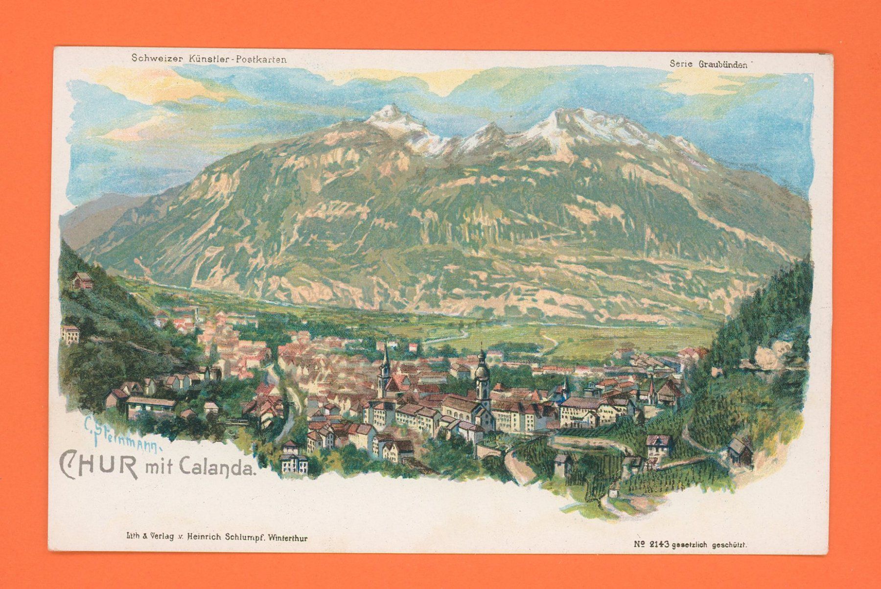 Cartoline postali: Chur mit Calanda, Graubünden top! – Usato da Opfikon venduto da Pritt04