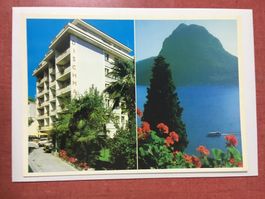 Lugano Paradiso Hotel Dischma Werbekarte mit San Salvatore