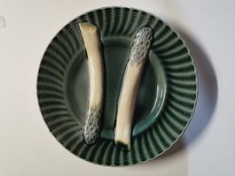 Assiette ancienne asperges décorée céramique vintage 25cm