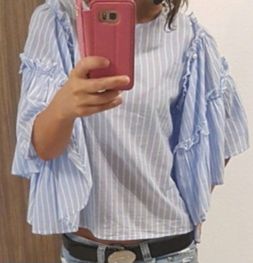 Only Camicette: Hellblaue gestreifte Bluse – Usato da Belp venduto da mar_wyp6 4