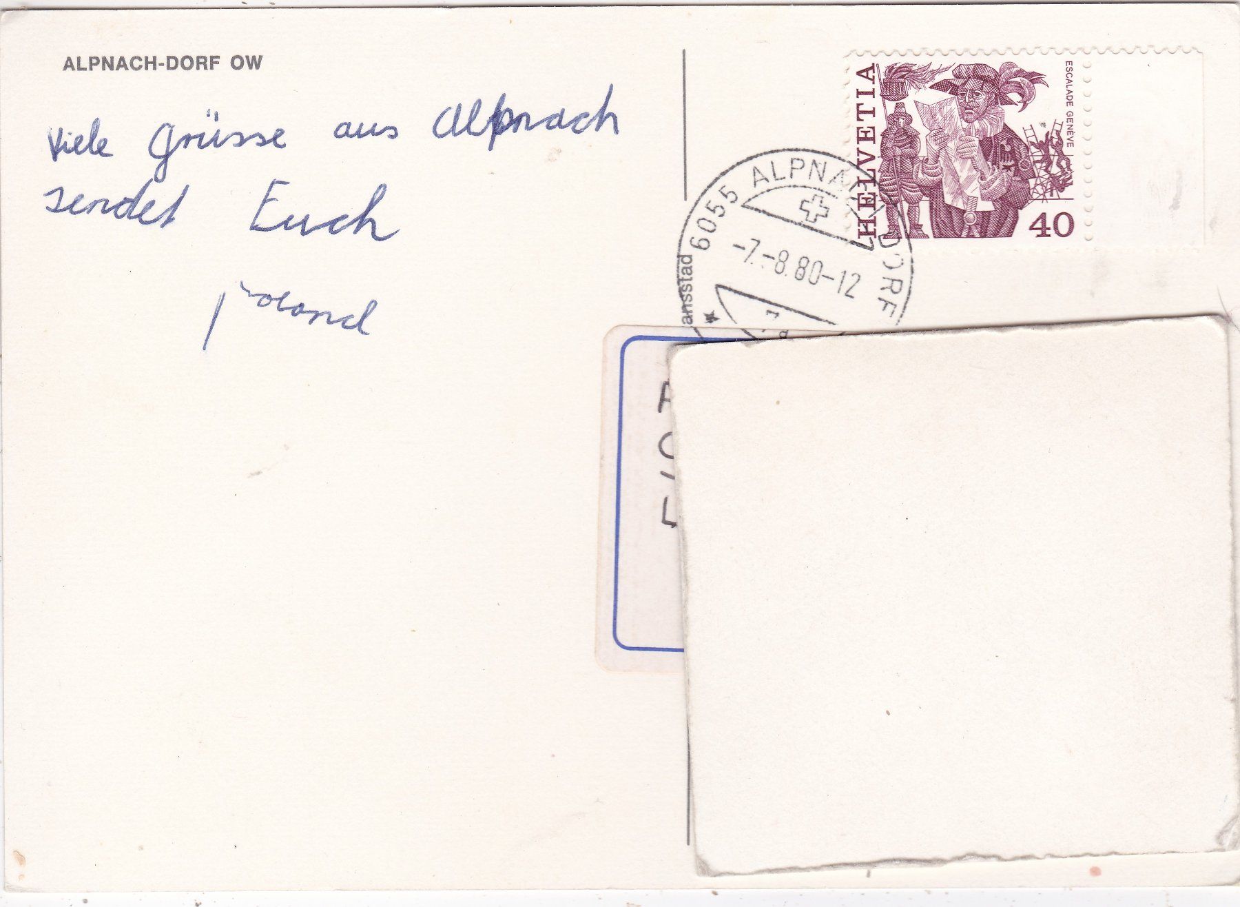 Cartoline postali: Alpnach Dorf OW 1980 – Usato da Herisau venduto da Lisegrat2008 1