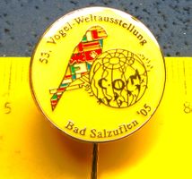 VOGEL-WELTAUSSTELLUNG COM 95 ANSTECKNADEL GLAsiert goldig