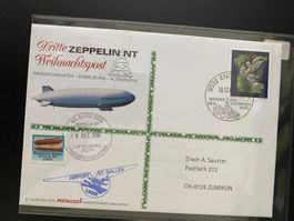 3. Zeppelin Weihnachtspost geflogen mit Bordsiegel Marke