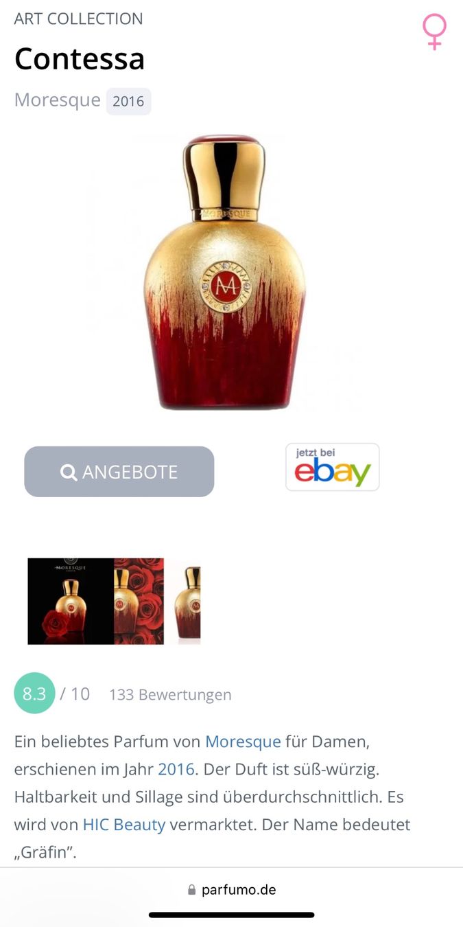 Profumi & Eau de Toilette: CONTESSA VON MORESQUE – Usato da Kölliken venduto da deleina 1