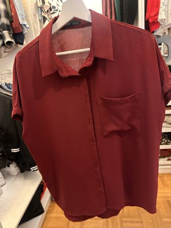 Shein Shirt Bluse Rot Kurzarm Sommer Gr. L - Neuwertig!