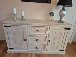 Massivholz Kommode Landhausstil Eiche weiss gekälkt