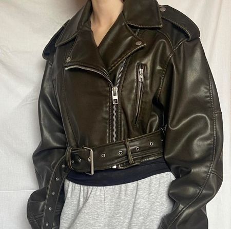 Veste similicuir kaki courte Zara M