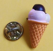 Pin Anstecker Glace 3 Kugeln 90er Jahre Vintage
