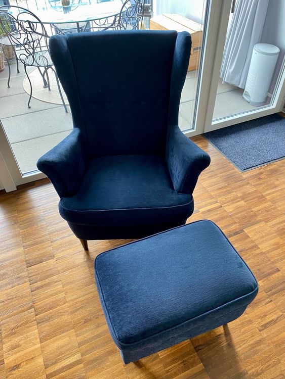 Ikea Ohrensessel Strandmon mit Hocker Kaufen auf Ricardo