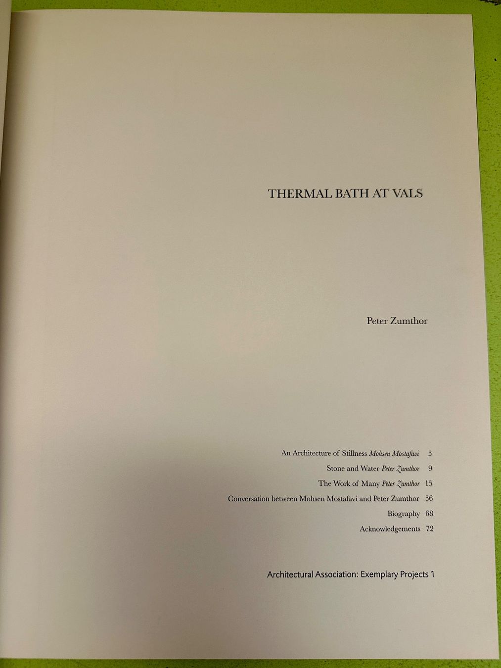 Libri: Peter Zumthor: Thermal Bath at Vals. 1996 – Usato da Zürich venduto da allp 1