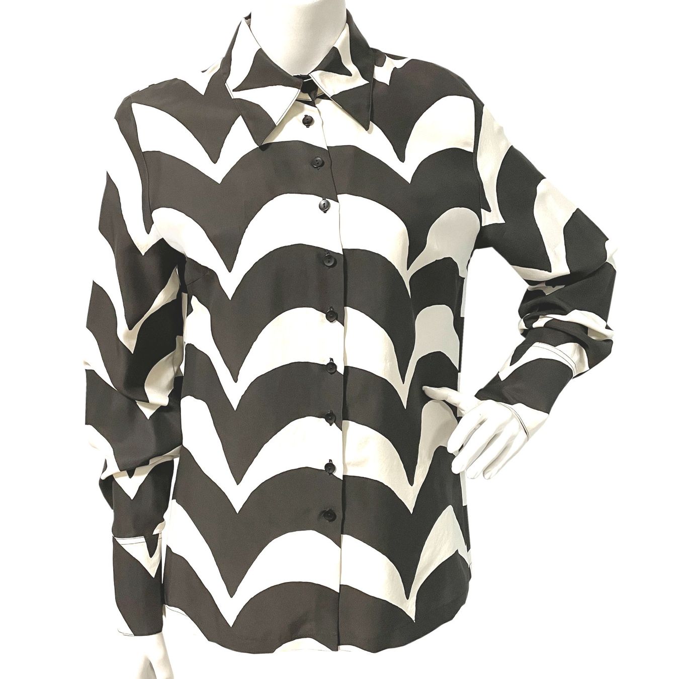 Marimekko Blusen: Bluse Seide Gr. M/L Marimekko Bogenmuster VINTAGE 1990s – Gebraucht aus Brüttisellen von Buxus