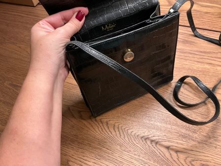 Elegante Vintage Handtasche in Kroko-Optik, Schwarz