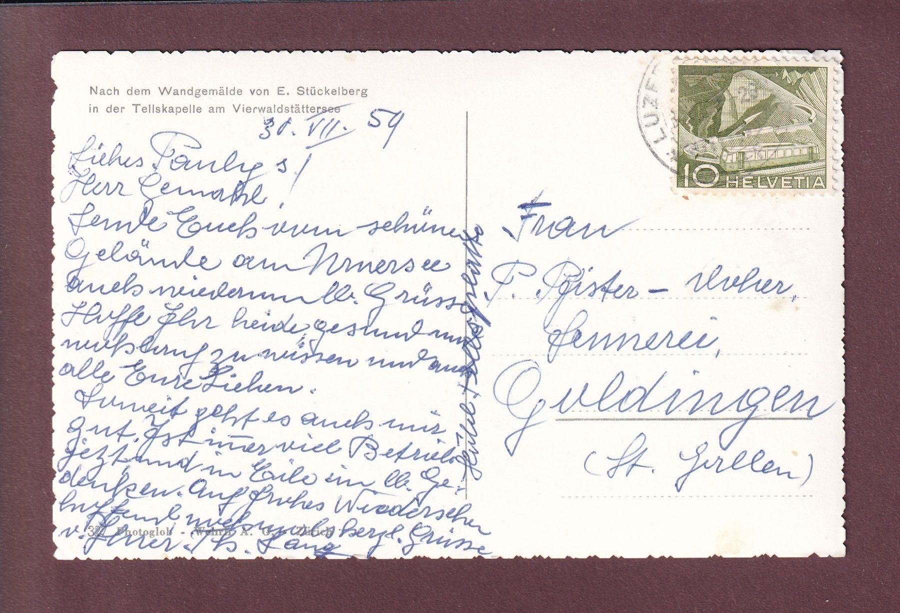 Cartoline postali: TELLSKAPELLE - 5 Bilder - 1959 – Usato da Pully venduto da nicecards 1