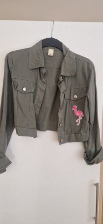 Veste en jeans kaki courte taille M