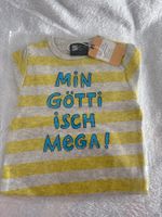 Min Götti isch Mega! Body Gr. 62/68, gelb gestreift, neu!