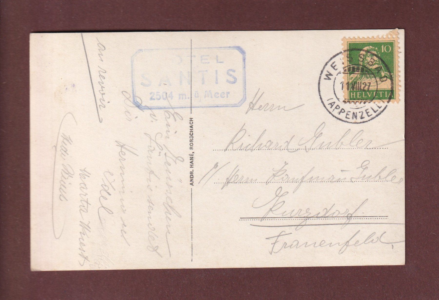 Ansichtskarten: SÄNTIS - 1927 – Gebraucht aus Pully von nicecards-shop 1