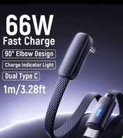 66W USB-C auf USB-C Schnellladekabel (90° Winkel)  Neu