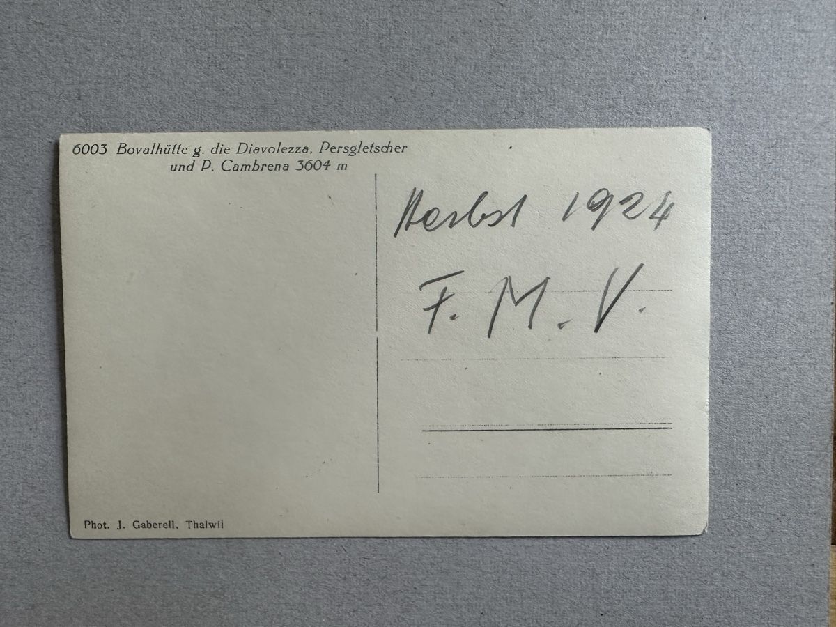Ansichtskarten: AK 1924 Bovalhütte g. Diavolezza, Persgletscher – Gebraucht aus Frauenfeld von aluma14 5