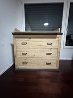 Wickelkommode Eiche/Anthrazit inkl. Wickelaufsatz